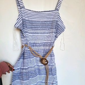Blue & White striped dress| Derek Heart